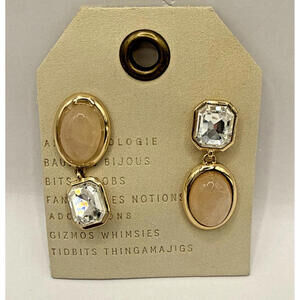 NWT Anthropologie Drop Dangle Earring Rhinestone Peach Goldtone Earrings